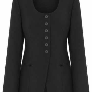 Black Scoop Neck Tailored Blazer