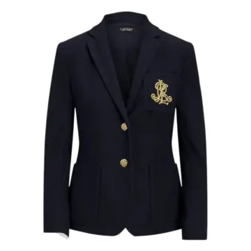 Dark Navy Tailored Blazer with Gold Buttons