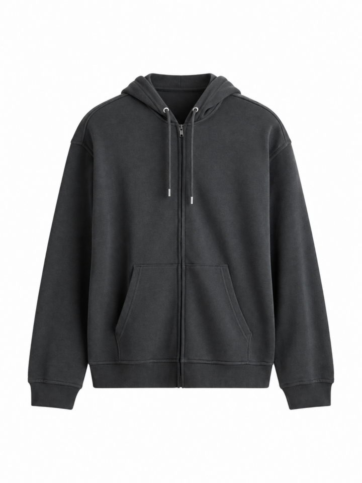 Charcoal Full-Zip Hooded Sweatshirt