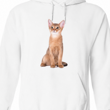 White Cat Print Pullover Hoodie