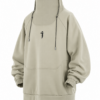 Beige Oversized Pullover Hoodie with Funnel Neck