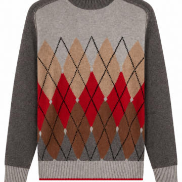 Argyle Pattern Crew Neck Pullover Sweater