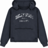 Black Distressed Oversized Pullover Hoodie with Graphic