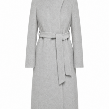 Light Heather Grey Belted Longline Coat