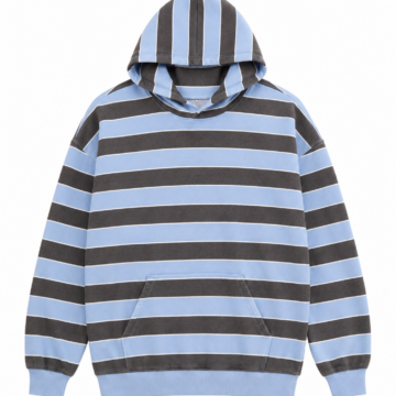 Light Blue Striped Pullover Hoodie